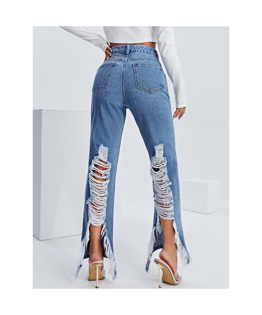 2023 Fashion Y2k Hole Washed Pants High Waist Women's Jeans 100% Cotton Ripped Jeans Femme Casual Denim Pants Trouser $57.62 ...