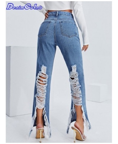 2023 Fashion Y2k Hole Washed Pants High Waist Women's Jeans 100% Cotton Ripped Jeans Femme Casual Denim Pants Trouser $57.62 ...