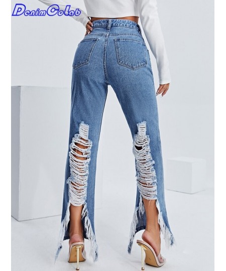 2023 Fashion Y2k Hole Washed Pants High Waist Women's Jeans 100% Cotton Ripped Jeans Femme Casual Denim Pants Trouser $57.62 ...