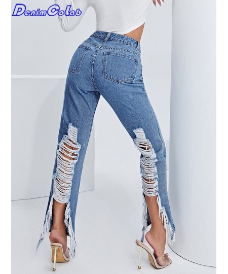 2023 Fashion Y2k Hole Washed Pants High Waist Women's Jeans 100% Cotton Ripped Jeans Femme Casual Denim Pants Trouser $57.62 ...