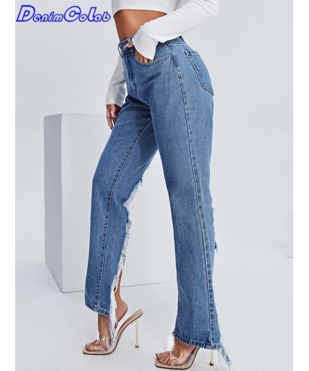 2023 Fashion Y2k Hole Washed Pants High Waist Women's Jeans 100% Cotton Ripped Jeans Femme Casual Denim Pants Trouser $57.62 ...