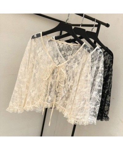 Women Blouses Lace Lace-up Flare Sleeve Sweet Princess Cute Ins Sun-proof Clothing Loose Korean Style Ulzzang Gentle Female N...