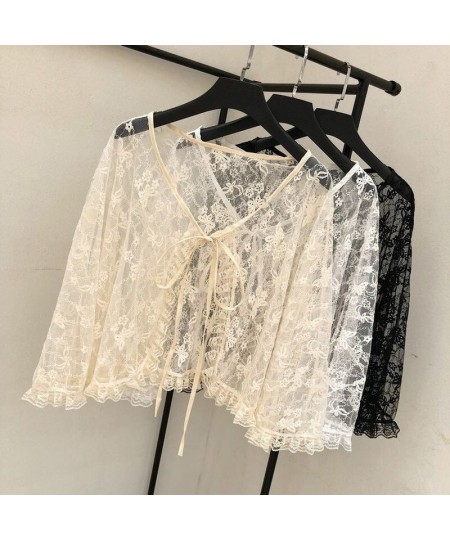 Women Blouses Lace Lace-up Flare Sleeve Sweet Princess Cute Ins Sun-proof Clothing Loose Korean Style Ulzzang Gentle Female N...