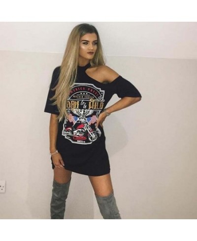 Dresses For Women 2023 Vintage Off Shoulder Rock Style Gothic Harajuku Black Dress Long T Shirt Daily Modis Mini Dress Платья...