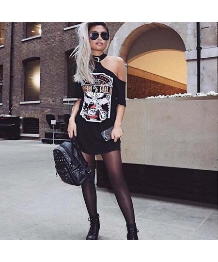 Dresses For Women 2023 Vintage Off Shoulder Rock Style Gothic Harajuku Black Dress Long T Shirt Daily Modis Mini Dress Платья...