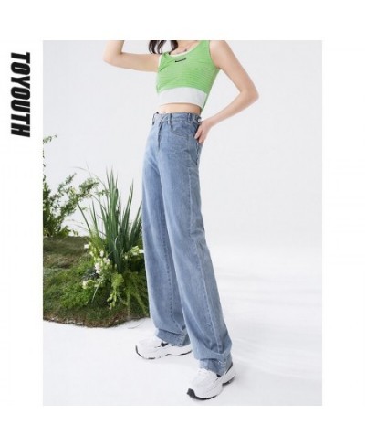 Women Jeans 2022 Summer High Waist Straight Trouser Solid Pure Cotton Button Zipper Casual Chic Pants $59.50 - Jeans