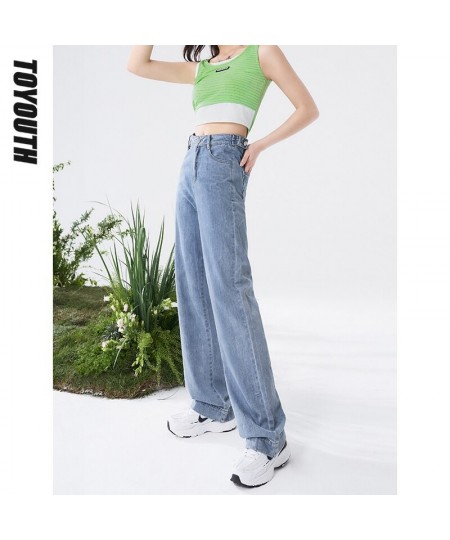 Women Jeans 2022 Summer High Waist Straight Trouser Solid Pure Cotton Button Zipper Casual Chic Pants $59.50 - Jeans