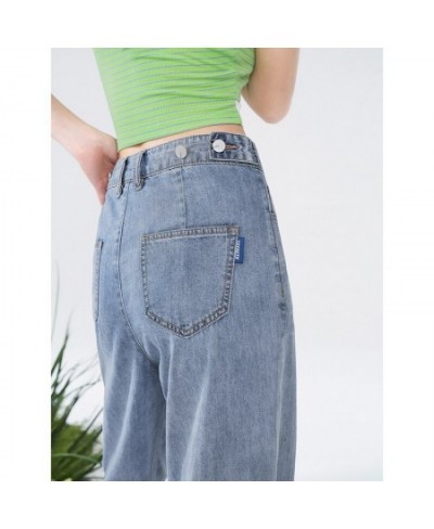 Women Jeans 2022 Summer High Waist Straight Trouser Solid Pure Cotton Button Zipper Casual Chic Pants $59.50 - Jeans