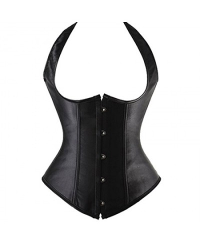 New Sexy Overbust Corset Women Steampunk Steel Boned Lace Up Bustier Waist Cincher Leather Bra Gothic Lingerie Black Plus Siz...