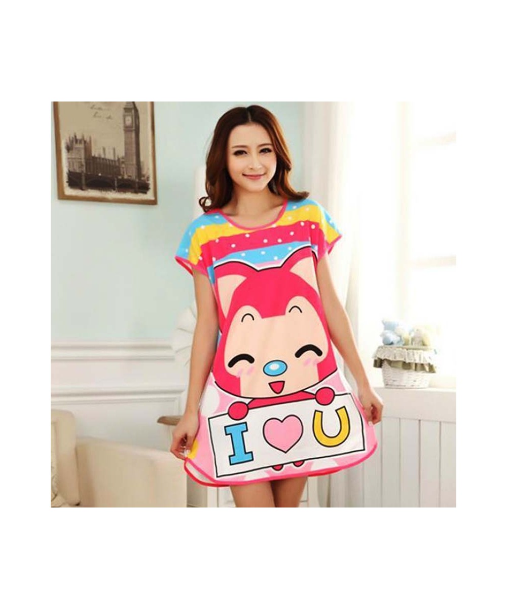 Summer Nightgowns O-neck Cute Cartoon Women's Sleepwear Nightwear Sleep Nightdress Home Dress Fashion $20.39 - Sleepwears