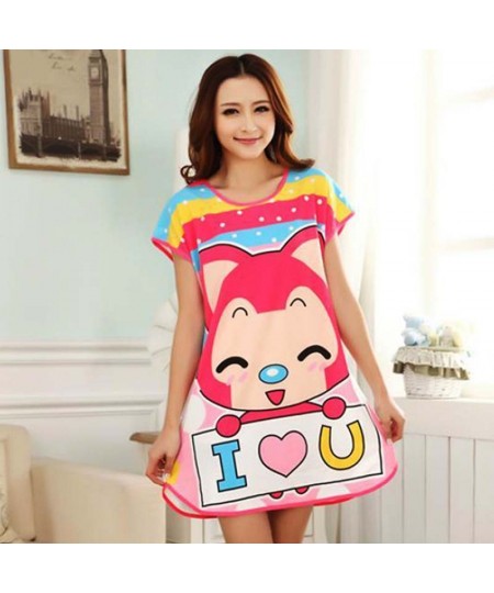 Summer Nightgowns O-neck Cute Cartoon Women's Sleepwear Nightwear Sleep Nightdress Home Dress Fashion $20.39 - Sleepwears