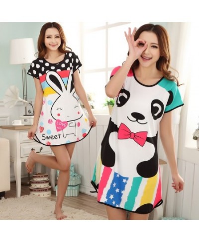 Summer Nightgowns O-neck Cute Cartoon Women's Sleepwear Nightwear Sleep Nightdress Home Dress Fashion $20.39 - Sleepwears