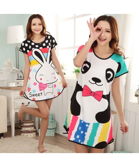 Summer Nightgowns O-neck Cute Cartoon Women's Sleepwear Nightwear Sleep Nightdress Home Dress Fashion $20.39 - Sleepwears