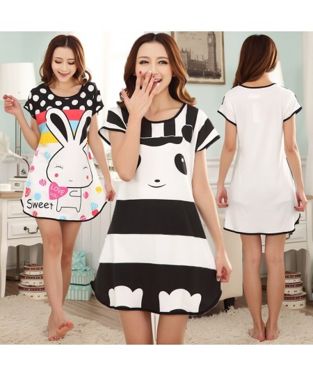 Summer Nightgowns O-neck Cute Cartoon Women's Sleepwear Nightwear Sleep Nightdress Home Dress Fashion $20.39 - Sleepwears