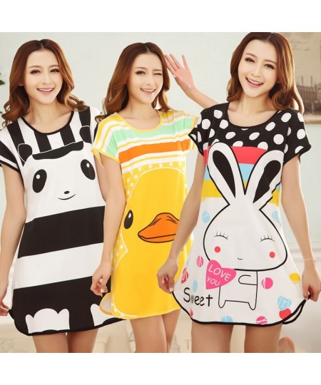 Summer Nightgowns O-neck Cute Cartoon Women's Sleepwear Nightwear Sleep Nightdress Home Dress Fashion $20.39 - Sleepwears