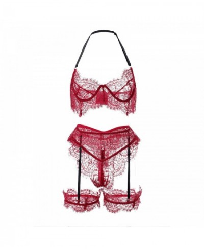 3Piece Set Underwear Women Lace Bra +G-string +Garters Set Lenceria Sexy Lingerie Set Femme Push Up Bra Set Women's Underwear...