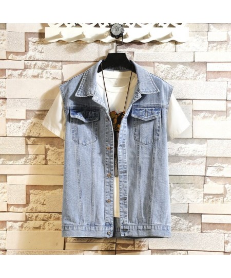 New Denim Vest Men Sleeveless jacket Coat Mens Cotton Casual Waistcoat Fashion Streetwear Jean Vest Solid Color Denim Outwear...