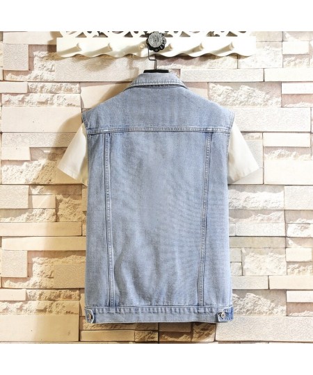 New Denim Vest Men Sleeveless jacket Coat Mens Cotton Casual Waistcoat Fashion Streetwear Jean Vest Solid Color Denim Outwear...