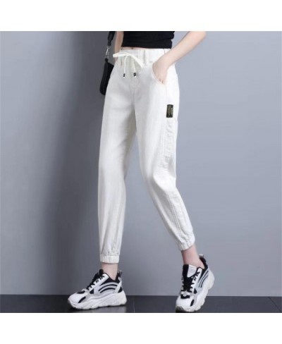 White Jeans for Women High Waist Harem Mom Jeans Spring 2022 New Black Women Jeans Streetwear Jeans Female harem pants $45.25...