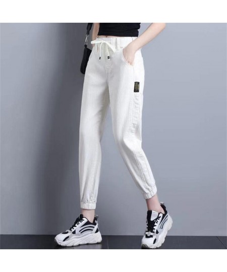 White Jeans for Women High Waist Harem Mom Jeans Spring 2022 New Black Women Jeans Streetwear Jeans Female harem pants $45.25...