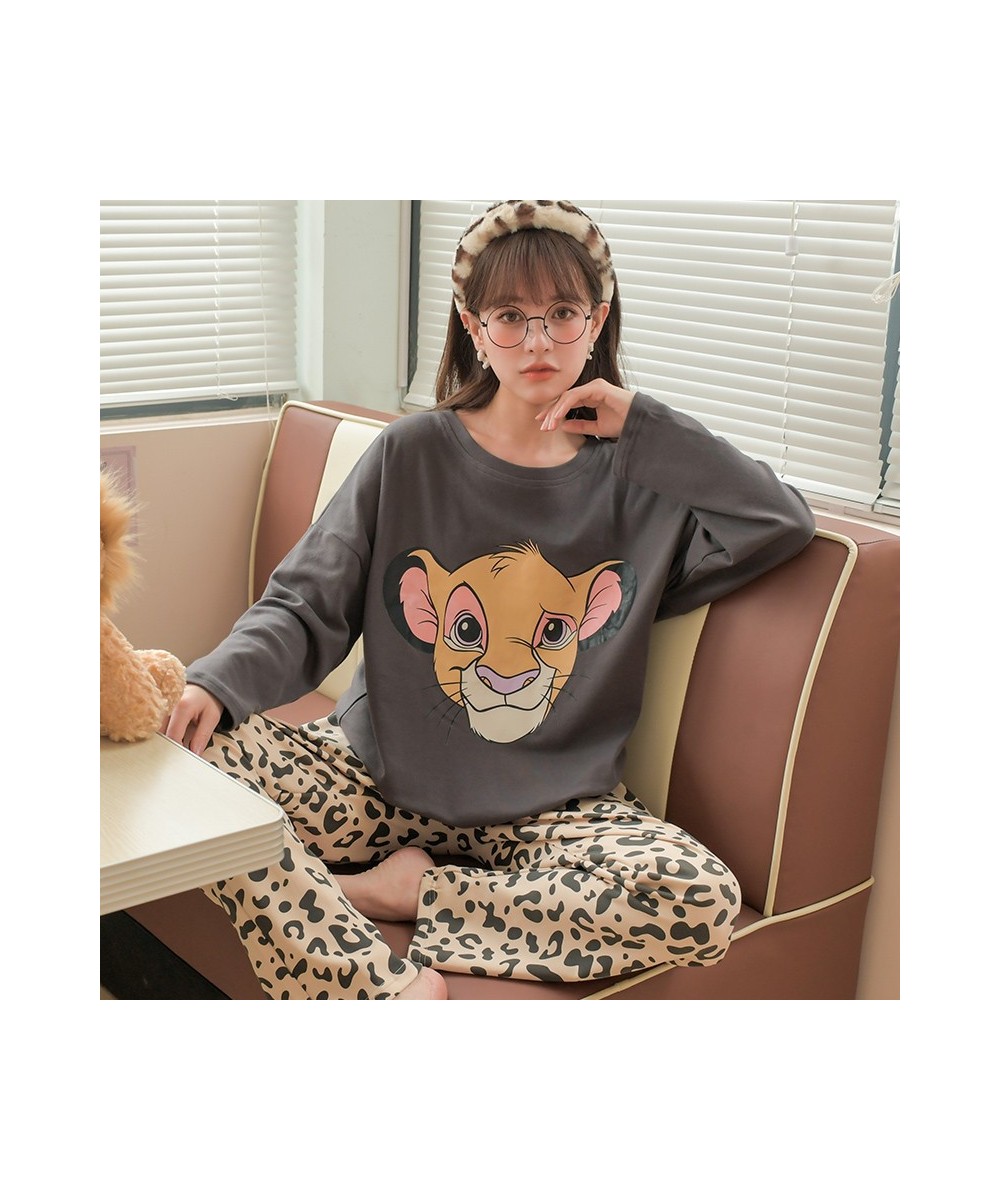 The Lion King Simba Sleep Suit for Women Fall Winter Cotton Pajamas Set Leopard Pant with 1 Pockets Pijama Suit Nightwear $51...