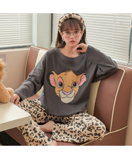 The Lion King Simba Sleep Suit for Women Fall Winter Cotton Pajamas Set Leopard Pant with 1 Pockets Pijama Suit Nightwear $51...