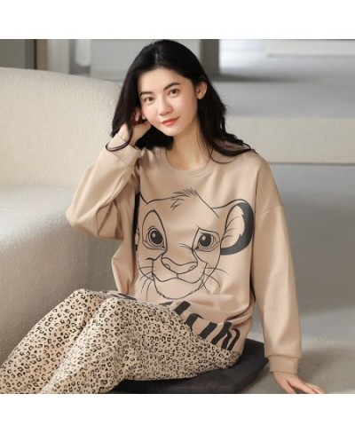 The Lion King Simba Sleep Suit for Women Fall Winter Cotton Pajamas Set Leopard Pant with 1 Pockets Pijama Suit Nightwear $51...