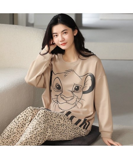 The Lion King Simba Sleep Suit for Women Fall Winter Cotton Pajamas Set Leopard Pant with 1 Pockets Pijama Suit Nightwear $51...