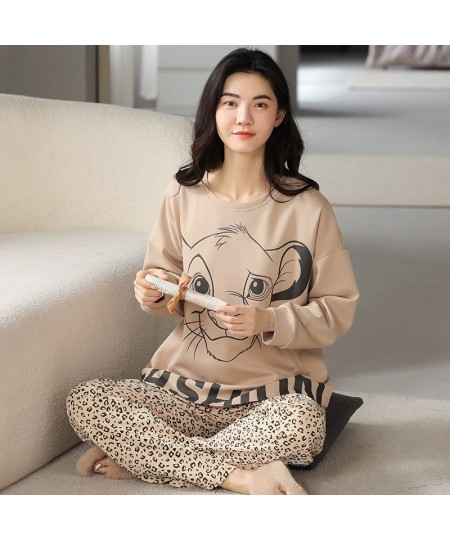 The Lion King Simba Sleep Suit for Women Fall Winter Cotton Pajamas Set Leopard Pant with 1 Pockets Pijama Suit Nightwear $51...