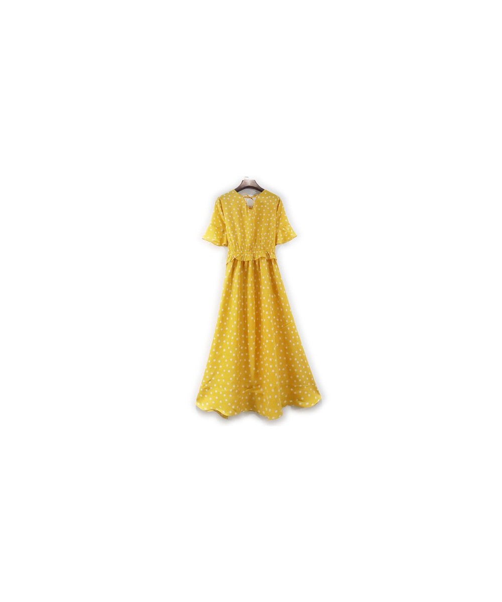 Yellow Polka Dot Mulberry Silk Dress 5 / 4 Sleeve Women's Fashion V-neck Silk Commuter 2022 New Style $107.82 - Dresses