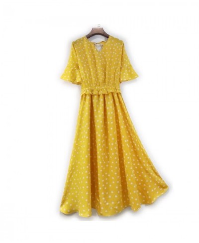 Yellow Polka Dot Mulberry Silk Dress 5 / 4 Sleeve Women's Fashion V-neck Silk Commuter 2022 New Style $107.82 - Dresses