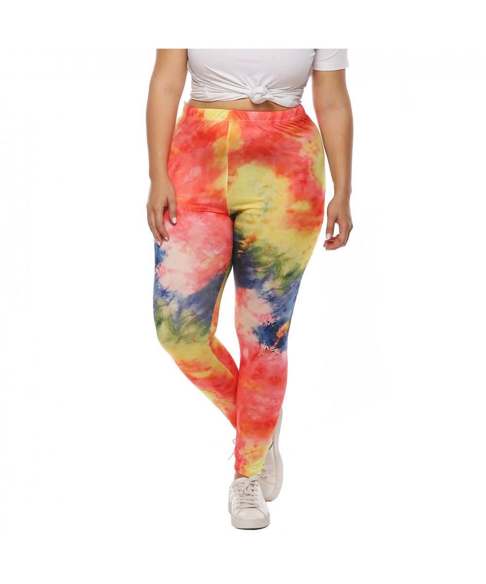 Women's Pants Plus Size Fashion Casual Irregular Color Spray-painted Print Trousers Large Size Mid-waist Slim Bottoming Pants...