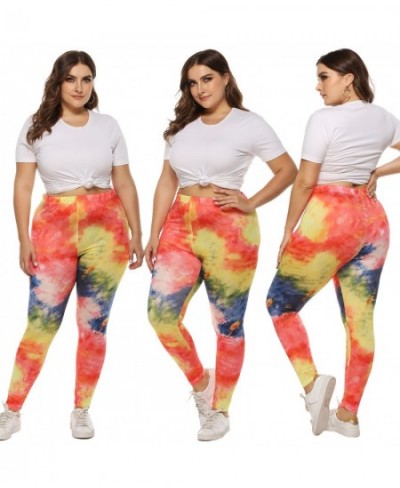 Women's Pants Plus Size Fashion Casual Irregular Color Spray-painted Print Trousers Large Size Mid-waist Slim Bottoming Pants...