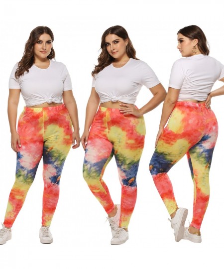 Women's Pants Plus Size Fashion Casual Irregular Color Spray-painted Print Trousers Large Size Mid-waist Slim Bottoming Pants...