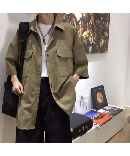 Shirts Women Pockets Casual Boyfriend Cool Girls Hip Hop Punk Fashion Turn-down Collar Solid Tops Ulzzang Chic Streetwearest ...