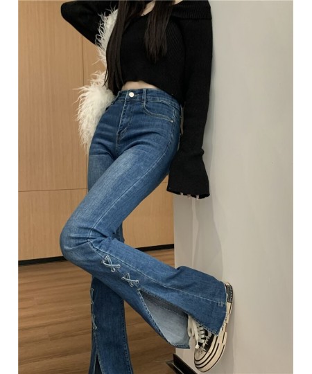 2023 Women Solid Split Jeans Spring High Waist Elastic Flare Pants Fashion Harajuku Jean Pant Slim Denim Trousers Female 7153...