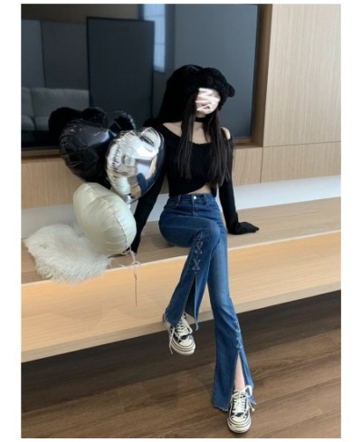 2023 Women Solid Split Jeans Spring High Waist Elastic Flare Pants Fashion Harajuku Jean Pant Slim Denim Trousers Female 7153...