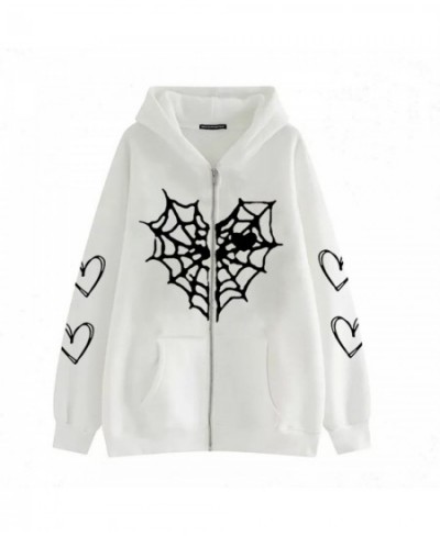 Harajuku Y2k Women Hoodie Autumn Gothic Heart Spider Web Aesthetic Sweatshirt Korean Style Zip Up Long Sleeve Hoodie Jacket $...