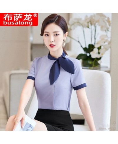 Summer 2023 Short Sleeve Business Shirt Women's Business Suit Slim-Fitting Iron-Free Work Clothes plus Size Business Formal $...