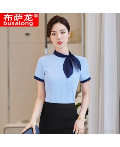 Summer 2023 Short Sleeve Business Shirt Women's Business Suit Slim-Fitting Iron-Free Work Clothes plus Size Business Formal $...