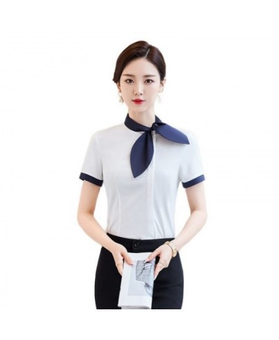 Summer 2023 Short Sleeve Business Shirt Women's Business Suit Slim-Fitting Iron-Free Work Clothes plus Size Business Formal $...