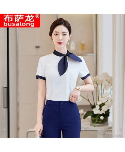 Summer 2023 Short Sleeve Business Shirt Women's Business Suit Slim-Fitting Iron-Free Work Clothes plus Size Business Formal $...