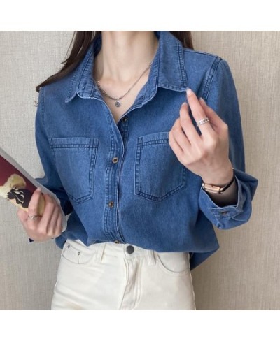 Spring Autumn Vintage Denim Loose Casual Single Breasted Blouse Femme Korean Style All-match Shirt Women Elegant Cardigan Top...