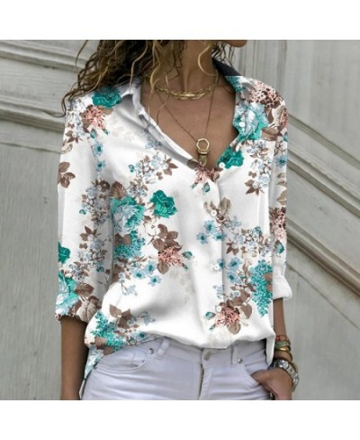 Elegant Shirt for Women 2023 New Fashion Long Sleeve Turn Down Collar Printed Vintage Blouse Casual Oversized Long Top $36.68...