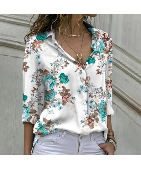 Elegant Shirt for Women 2023 New Fashion Long Sleeve Turn Down Collar Printed Vintage Blouse Casual Oversized Long Top $36.68...