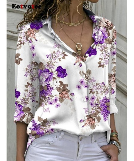 Elegant Shirt for Women 2023 New Fashion Long Sleeve Turn Down Collar Printed Vintage Blouse Casual Oversized Long Top $36.68...