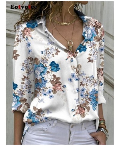 Elegant Shirt for Women 2023 New Fashion Long Sleeve Turn Down Collar Printed Vintage Blouse Casual Oversized Long Top $36.68...