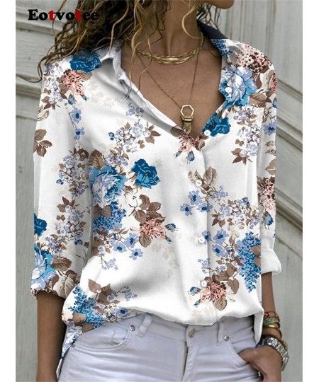 Elegant Shirt for Women 2023 New Fashion Long Sleeve Turn Down Collar Printed Vintage Blouse Casual Oversized Long Top $36.68...