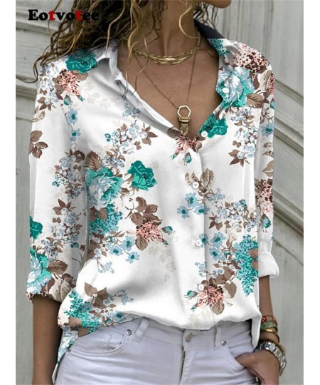 Elegant Shirt for Women 2023 New Fashion Long Sleeve Turn Down Collar Printed Vintage Blouse Casual Oversized Long Top $36.68...