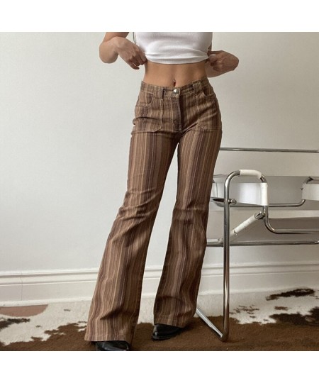 Women Streetwear High Waist Jeans Wide Leg Pocket Baggy Cargo Pants Oversize Casual Vintage Denim Trousers For Lady Brown $51...